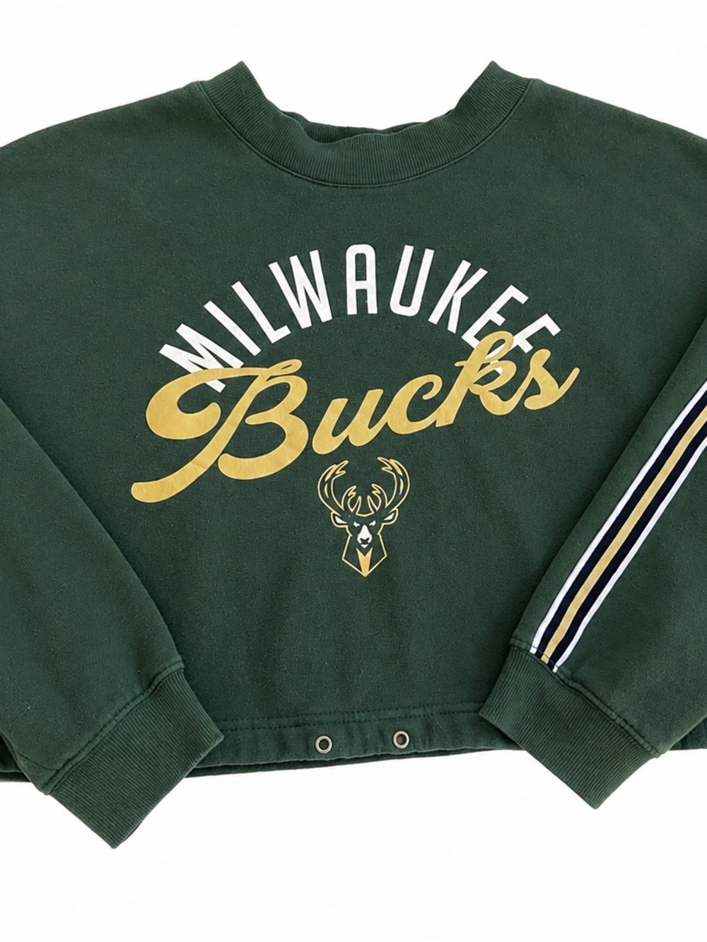 NBA Green Milwaukee Bucks Scoopneck Sweatshirt with Gold Logo
